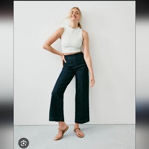 SPANX EveryWear Cropped Wide-Leg Jeans - S - Raw Indigo / Tall